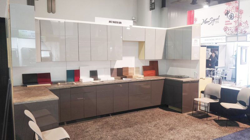 affordable high gloss grey PET kitchen cabinet