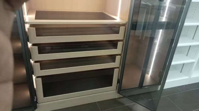 affordable walk in closet with light