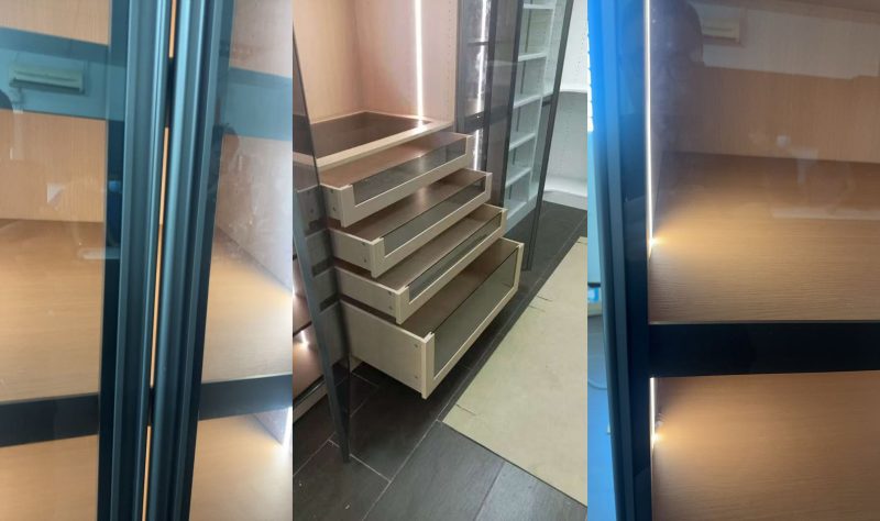 affordable walk in closet with light